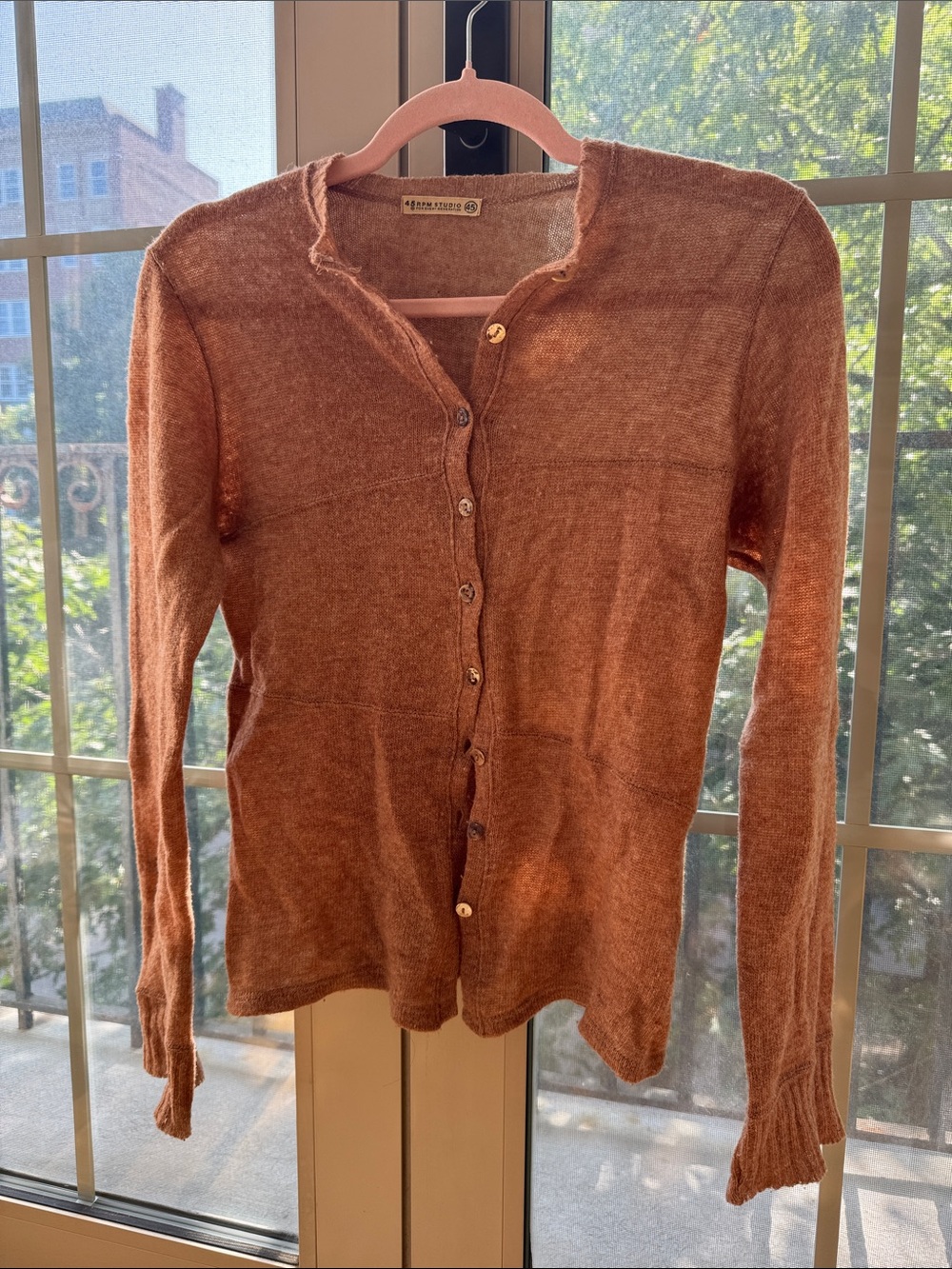45R Light Rust Button-Front Women's Cardigan Sweater
